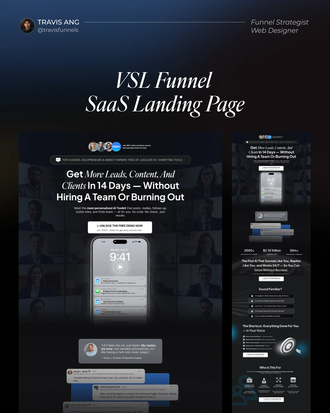 VSL Funnel SaaS Landing Page 1 complete design board